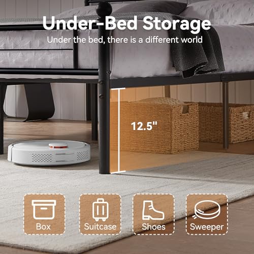 Image of Nelaukoko Full Metal Bed Frame with Headboard and Footboard, Platform Bed Frame Full Size with Storage Underneath, Strong Metal Slats Support, No Box Spring Needed, Easy Assembly, Black