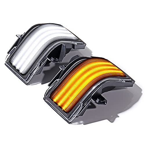 Dynamic Sequential Flashing LED Sidemirror Turn Signal Light Switchback DRL Towing Parking Lamp Compatible with 2017-2022 2023 Ford F250 F350 F450 F550 Super Duty 2015-2022 2023 Ford F150 (Clear Lens)