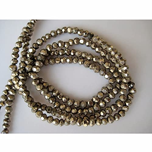 Perles en pyrite micro-facettées de qualité supérieure et éclat minéral or