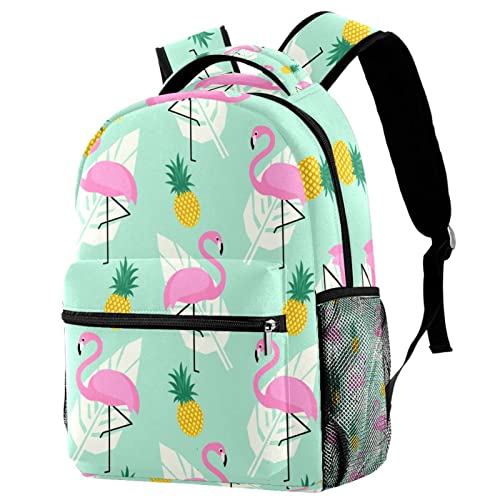 Sac à dos voyage motif ananas flamant rose avec porte-bouteille