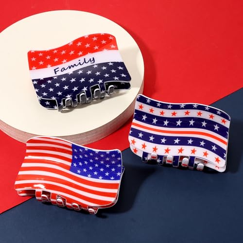 Pinzas para cabello patrióticas con diseño de bandera americana miniatura 3