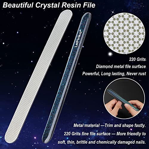 Long Lasting Nail File And Buffer Set, 1 Diamond Metal Nail File With 1 Nano Glass Nail Buffer, Professional Manicure Tools Kit For Home And Salon Use #TOP1