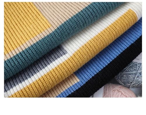 Men's O-Neck Color Matching Knitted Sweaters Men Loose Warm Thick Street Harajuku Pullovers4