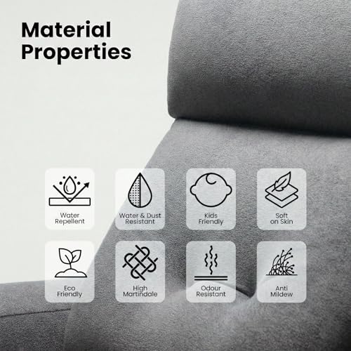 Image of EVA Manual Recliner Chair with Adjustable Headrest | Grey Boucle Fabric Upholstery | Ergonomic Single Seater Recliner for Living Room & Home Theater | 18 Months Warranty