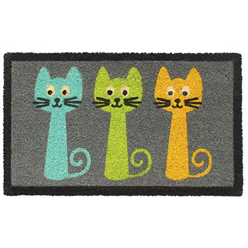 Rugsmith Gray Tufted Three Cats Coir Doormat, 18