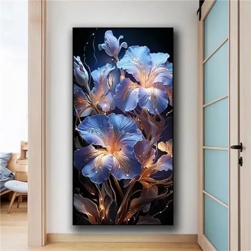 Peinture Diamant Adulte Fleur blanche 30x70cm Grand Format DIY 5D