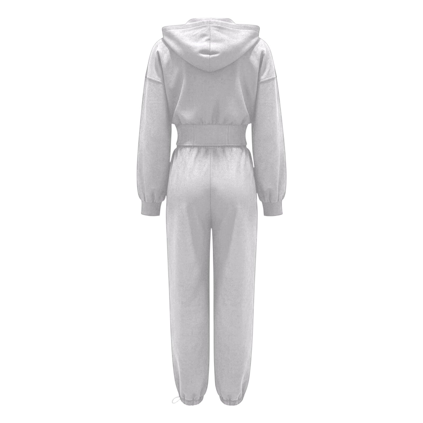 Tuta sportiva da donna, set da 2 pezzi, felpa con cappuccio a maniche lunghe, pantaloni da jogging con polsini, tuta da jogging da donna, tuta da jogging da donna, felpa con cerniera e