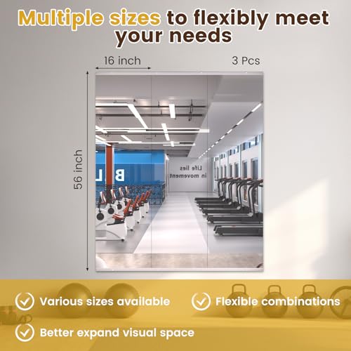 Image of LOAAO Gym Mirror 56 inchx16 inch, 3 PCS
