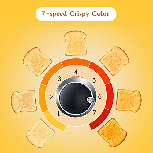 Tragbar Toaster 4 Scheiben Langschlitz Edelstahl Toaster mit 2 Langen Breiten Schlitzen, 7 Bräunungsstufen mit… – Bild 3