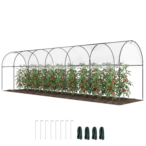 Outsunny Serre de Jardin, Serre à tomates, bâche renforcée, châssis en Acier, pour légumes Plantes Fleurs, pour extérieur, 600 x 123 x 171 cm, Transparent