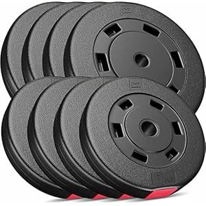 Hop-Sport 60kg Hantelscheiben Set – Kunststoff Gewichte 30/31 mm Bohrung – 4×10; 4×5 kg