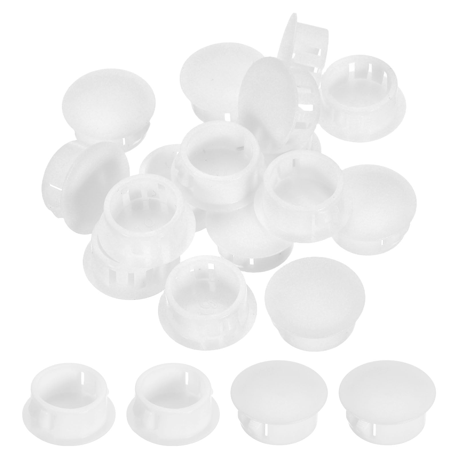 sourcing map Hole Plugs 50pcs 19mm(3/4-Inch) Plastic Plugs for Round Holes Flush Type for Furniture Cabinets Machines Hardware Fencing Post Pipe, White
