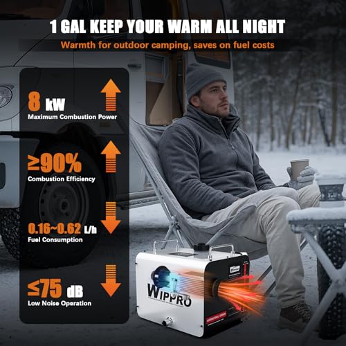 WIPPRO Diesel Heater 8KW,12V/24V/110V 8L Diesel Air Heater with LCD Switch, Remote Control, for Campers, Car, RV Truck, Boat, Campervans, Caravans - Image 3