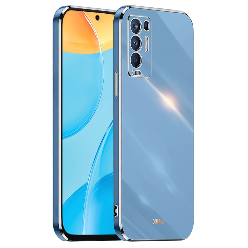 Custodia Per OPPO Find X3 Neo In Pelle Metallica CODE - Cover TPU Antigraffio Con Ricarica Wireless, Azzurro