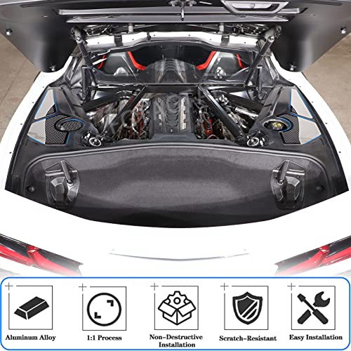 Image of Engine Bay Side Panel Cover Trim Compatible with Chevrolet Corvette C8 2020-2026, Rear Engine Covers, Engine Compartment Side Panel Decoration Accessories 5Pcs (Silver)