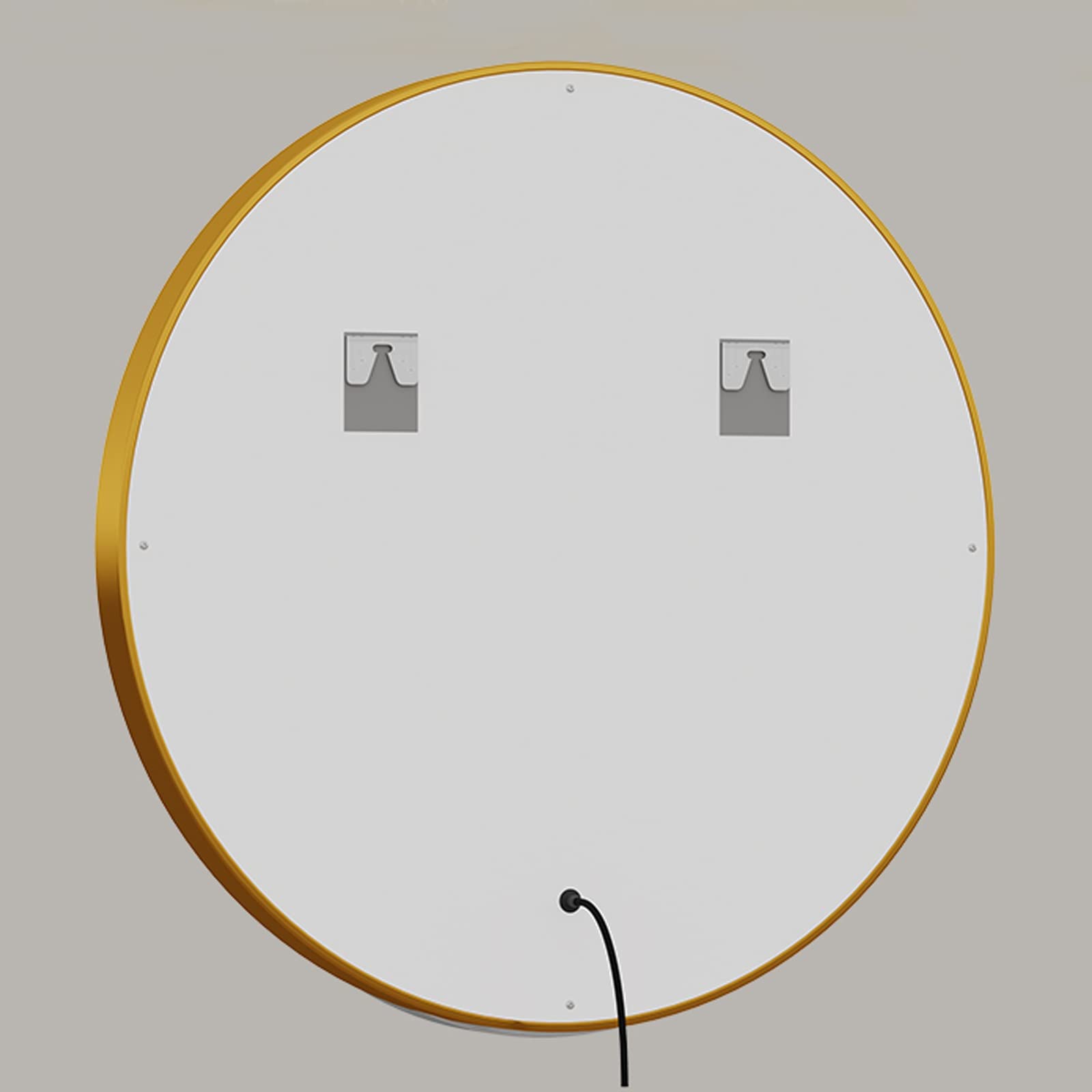 Espejo De Maquillaje Redondo, Espejo De Tocador De Pared, Espejo De Tocador con Bombilla Led, Espejo Cosmético De Tocador con Pantalla Táctil, Tres Fuentes De Luz De Col,Gold-50cm
