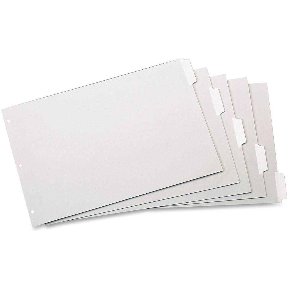 TOPS Cardinal 11x17 Write'n Erase Tab Divider, 5-Tab, White, (84270CB)