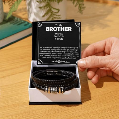 Image of To My Brother Bracelet, Bracelet for Brother from Sister, Gifts from Mom and Dad, Birthday Gift with Message Card and Box