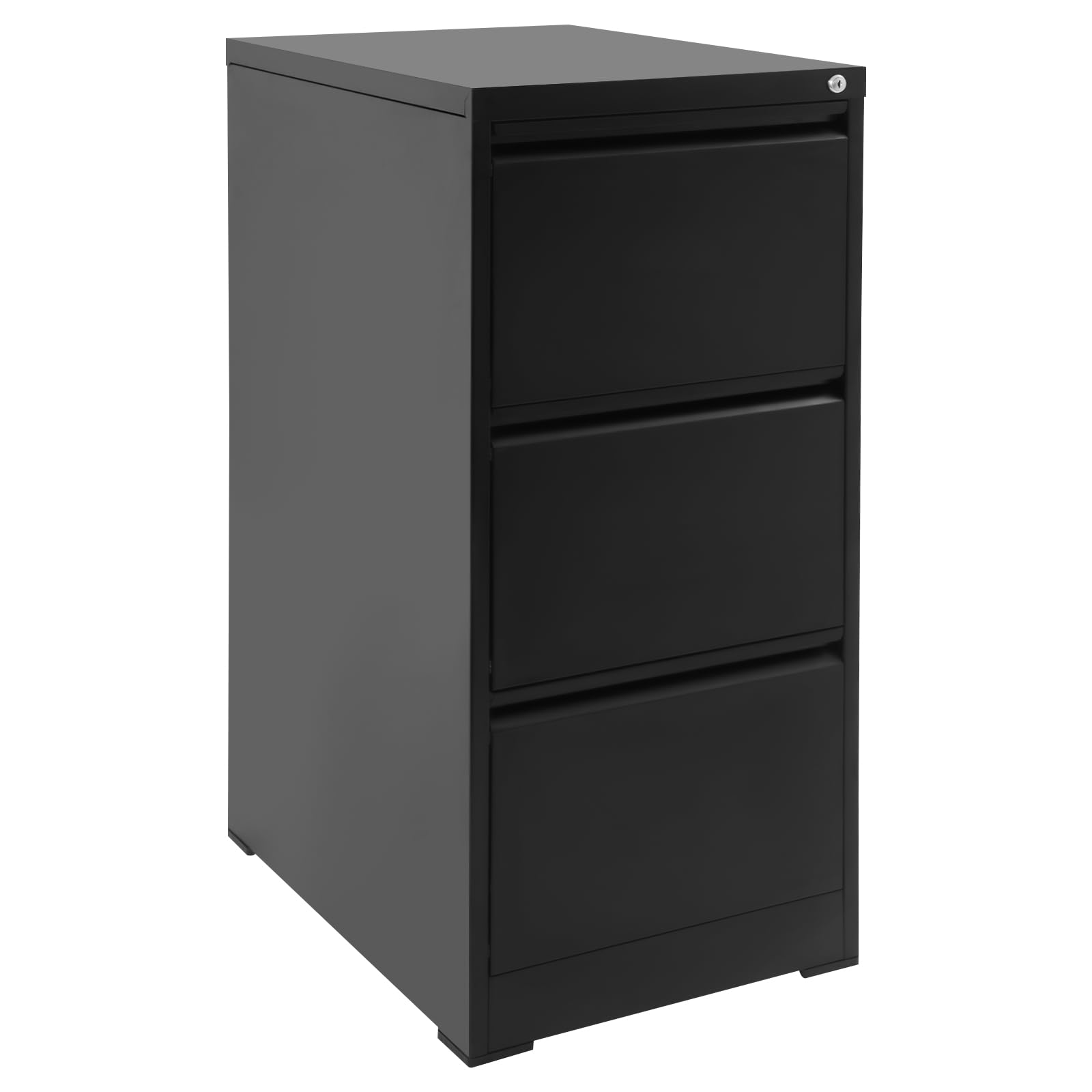Armadietto con serratura a chiave, in metallo con 3 cassetti, per ufficio domestico, 46 x 62 x 103 cm (nero)