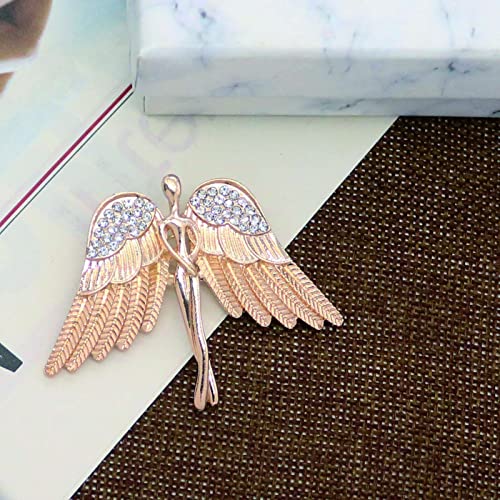 Image of Crystal Angel Wings Brooch Pin Elegant Rhinestone Statement Brooches Fashion Corsage Suit Jewelry Accessories for Men Women Gift Gold Silver Plated