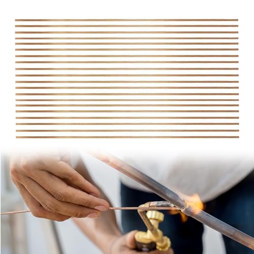 20 Varilla Soldar Cobre, 40 cm Varilla de Cobre Varillas De Soldadura Redondas De Cobre Fosforado Consumibles Para Soldar Tubos De Cobre De Aires Acondicionados Y Refrigeradores