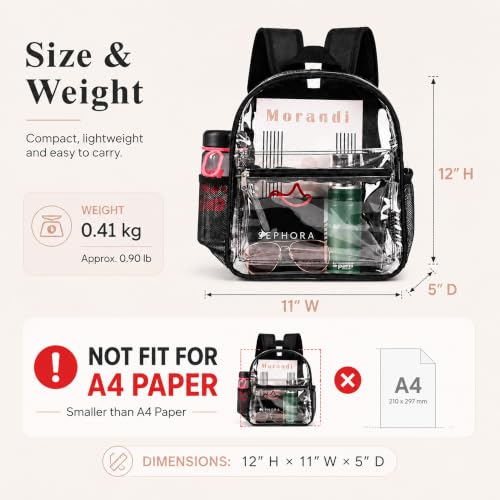 Image of ZENPUNK Clear Backpack for Stadium Events, 12x11x5 Stadium Approved Bag