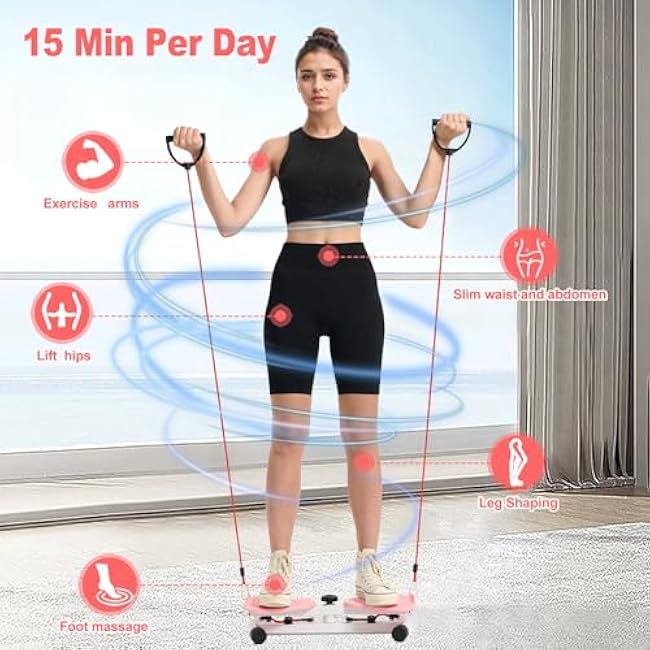 HOTSWEAT Waist Twister, Exercise Twist Boards Twisting Waist Machine for Women Belly Fat, Noiseless Ab Twister Machine with Resistance Bands, Waist Sculptor for Home Gym