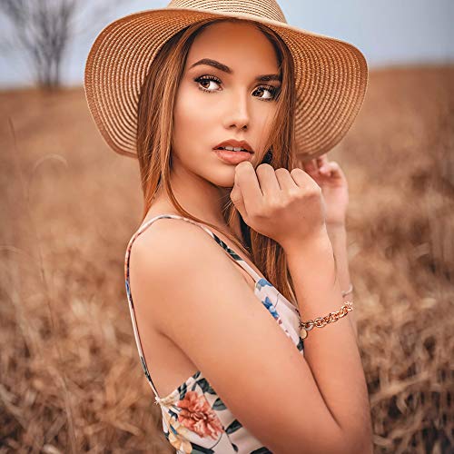 Ciunofor Link Bracelet Designer Brand Inspired Antique Women Jewelry Cable Wirevintage Valentine Wide Cuban Curb Link Bracelet Stainless Steel Adjustable Chain (Rose Gold) #TOP2