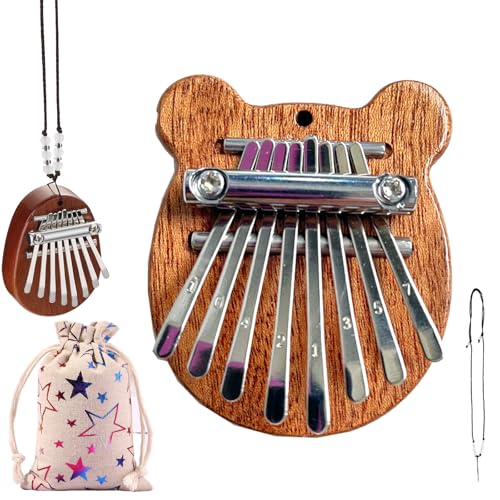 Symtmetry Symmetry Finger Thumb Piano, 8 Key Exquisite Finger Thumb Piano, Marimba Musical Good Accessory Pendant Gift, Mini Thumb Piano 8 Keys Wooden (1 Pcs B)