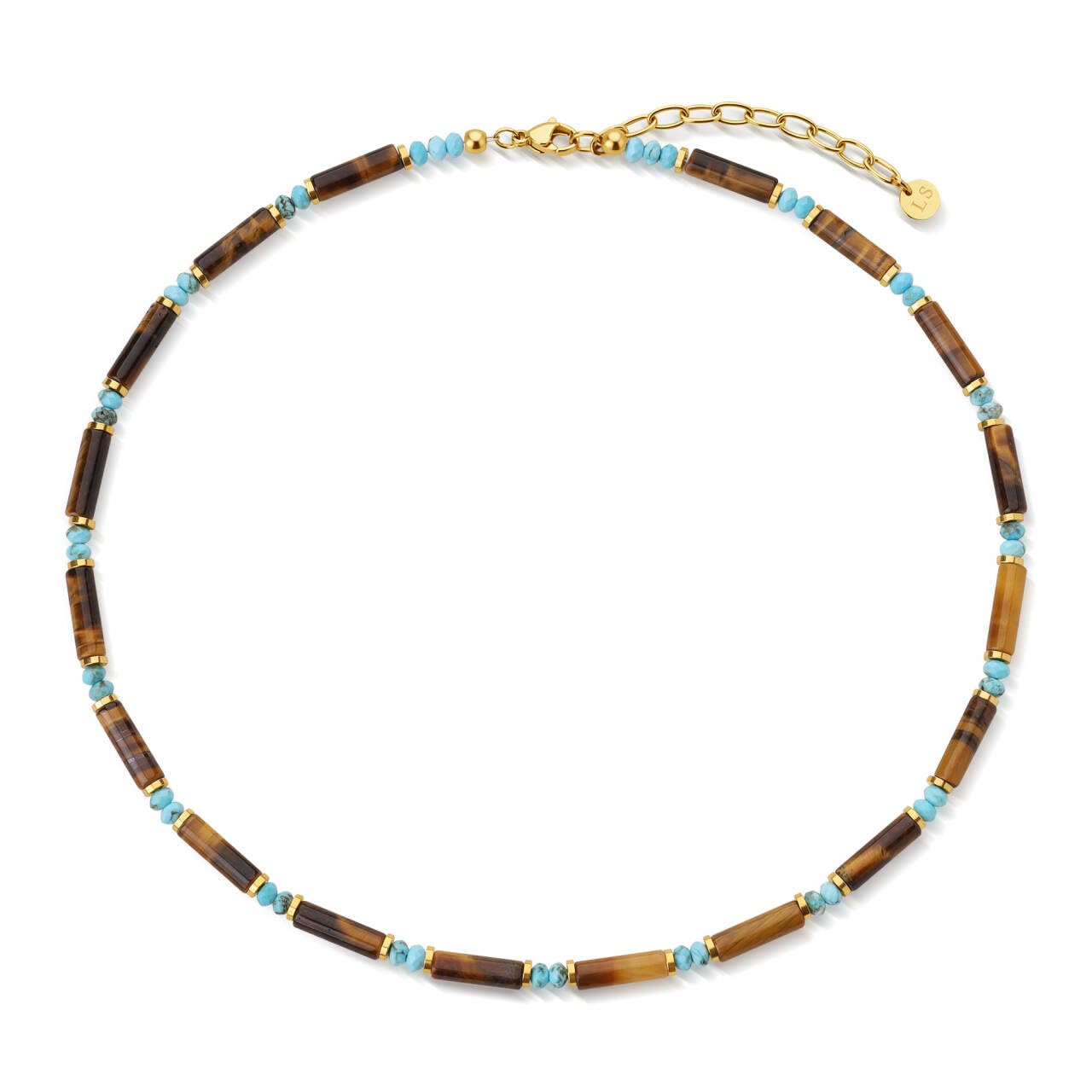 Collar de ojo de tigre genuino para mujer, gargantilla de cuentas de ojo de tigre natural de 6 mm para mujer, joyería bohemia ajustable de 16 pulgadas + 2 pulgadas