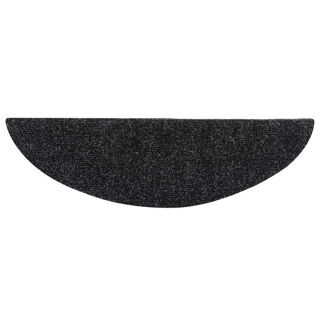Maty na schody samoprzylepne, 10 szt., 56 x 17 x 3 cm, czarne, półokrągłe, antypoślizgowe, z ochroną przed hałasem i schodami drewnianymi, nadają się do prania, odporne na zarysowania