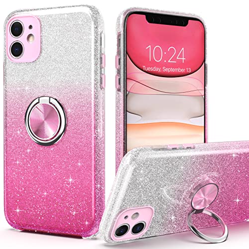Coque iPhone 11 antichoc à paillettes et support magnétique