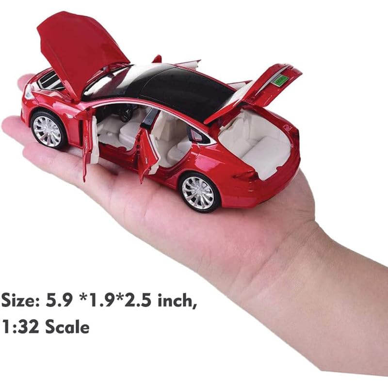 Image of Kids Model 1:32 Tela S Die Cast Metal Car Pull Back Action Opening Doors with Realistic Engine Sound Lights Toy Car Gift for Boys - Multi