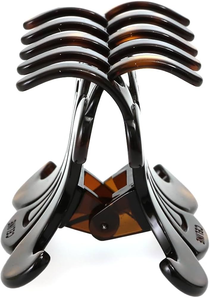 美品 CELINE ラージ ヘアクリップ ダークハバナ CELINE ラージ ヘアクロー / アセテート - ダークハバナ | CELINE