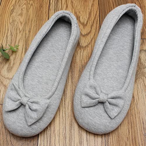 ofoot Womens House Cotton Ballerina Slippers Soft Ballet Style Flat Shoes Comfortable Memory Foam Soled Non Slip Rubber Bottom2
