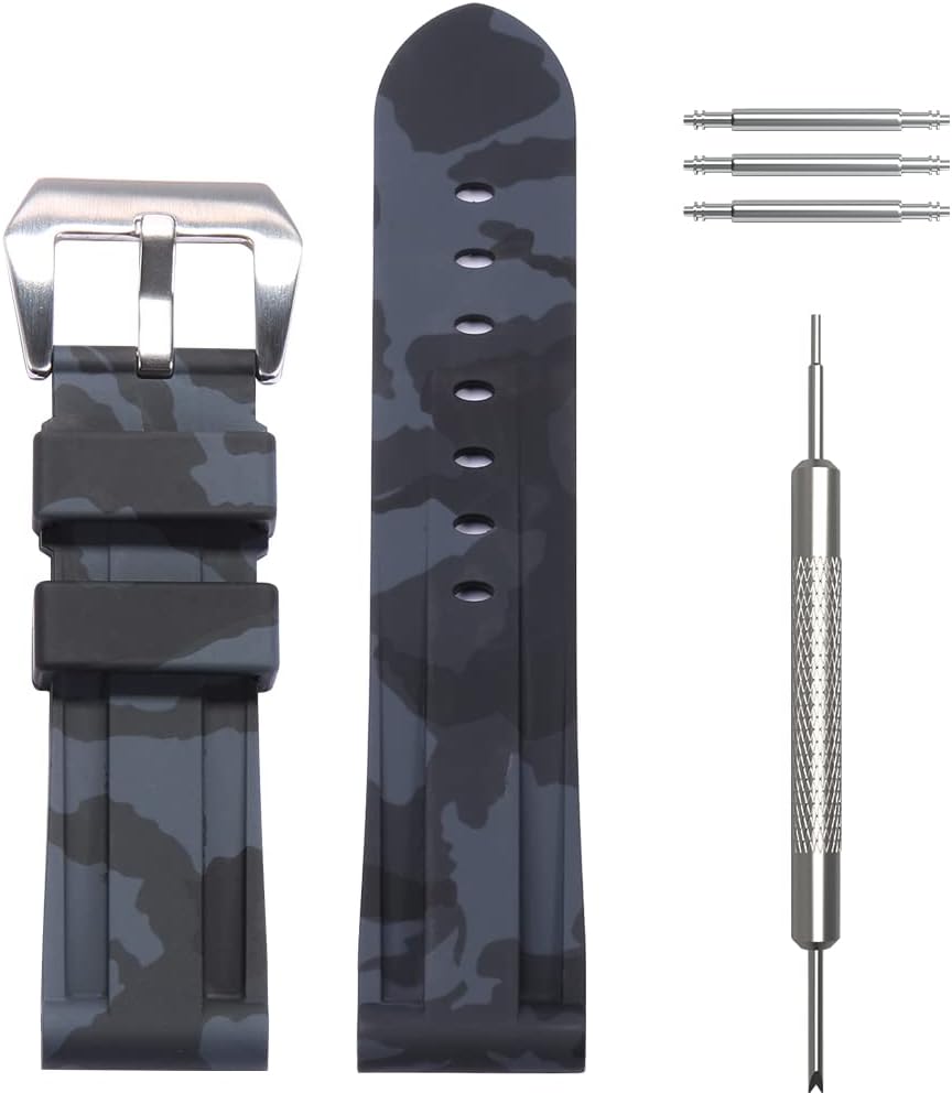 WRISTARMOR 24mm Men's premium soft rubber watch band H-type interface waterproof sports strap