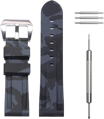WRISTARMOR 24mm Mens premium soft rubber watch band H-type interface waterproof sports strap