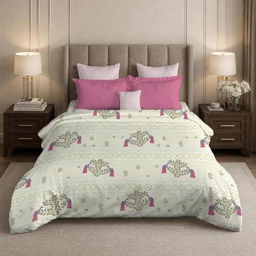 Image of MYTRIDENT Soft Comfort Bedsheet for Double Bed, 100% Cotton Bedsheet, 180 TC, Soft and Breathable, King Size Bedsheet with 2 Pillow Covers - Ritvi