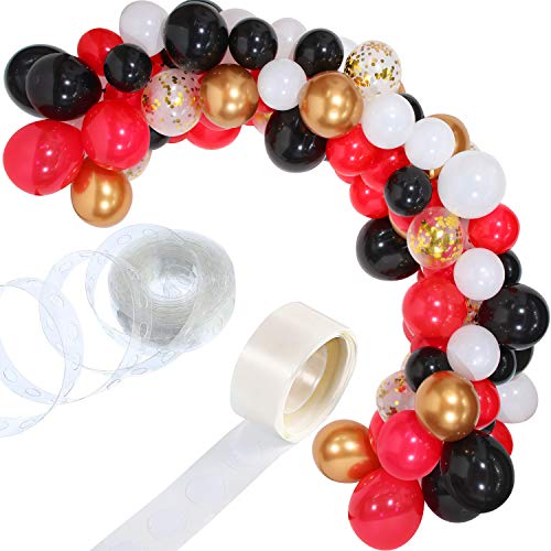 Tatuo 112 Pieces Balloon Garland Kit Balloon Arch for Graduation Casino Card Night Poker Las Vegas Wedding Birthday Party Decorations (White Black Red)