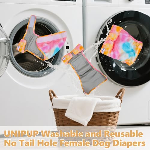 Image of Female Dog Diapers Reusable No Tail Hole Period Panties Washable 3 Pack Diapers Female for Docked-Tail Frenchie French Bulldog Boston Terrier Without Tail U-WWD04S