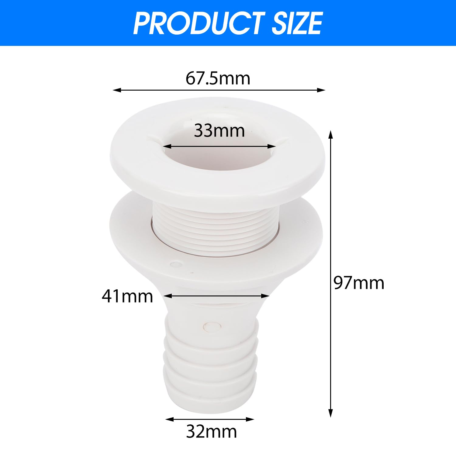 Valvola Di Scarco Per Barche In Plastica Marina 1-1/4'' 97mm - Connettore Idraulico Per Yacht E Imbarcazioni - Foto 13