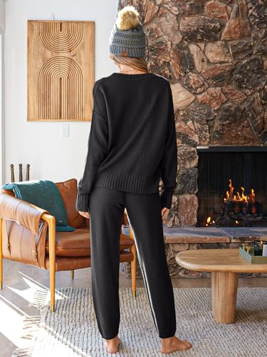 Image of LILLUSORY Womens Cardigan Pants Sets 2 Piece Slouchy Sweater Loungewear