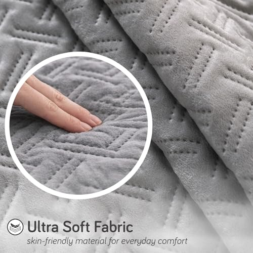 Image of HOKIPO Premium Velvety Quilted Anti-Slip Sofa Cover Mats for L-Shape & 1 /2 /3 Seater Sofa | Make Your Own Sofa Cover Set, 'Softline Quilted Series' 70(W) x 180(L) cm | Arctic Grey (AR-6318-DGRY)