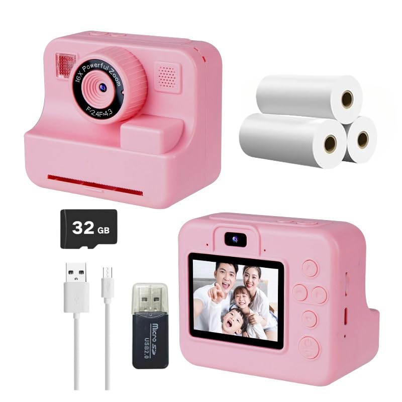 Instant Print Camera for Kids,2.4 Inch Screen Kids Instant Cameras, Christmas Birthday Gifts Portable Kid’s Toy for Girls Boys Age 3-12 Years-picture-26