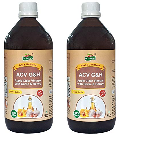 Dr. Patkar's Apple Cider Vinegar with Garlic & Honey 500ml (Pack of 2) | Unfiltered & Undiluted | Suitable for BP management and lowers bad cholesterol, Immunity (With Mother) 1000ML