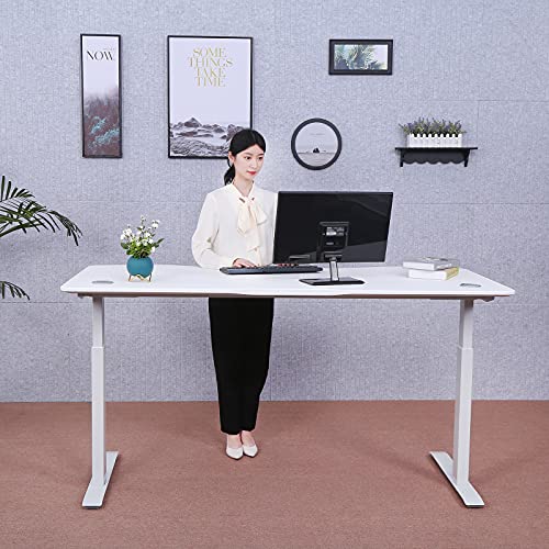 Image of ApexDesk Elite Pro Series 71 inch x 33 inch Electric Height Adjustable Stand up Desk, Sit Stand Home Office Desk, Computer Desk - Curved Moon White