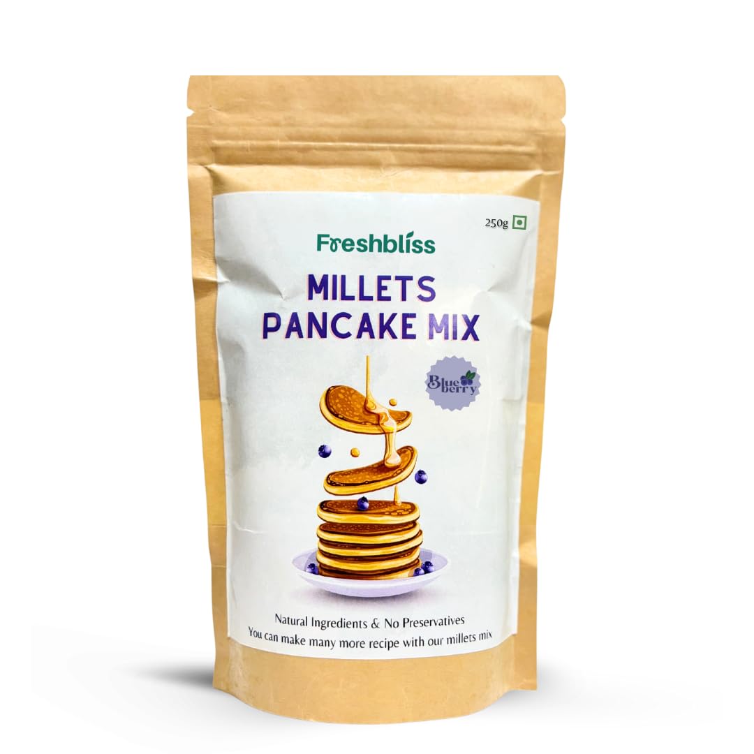 Freshbliss Millets Pancake Mix with Blueberry 250g | Multi Millet Pancake Premix | Ragi, Jowar, Bajra & Foxtail Millet | No Added Preservatives | With Real Dried Blueberries-picture-15
