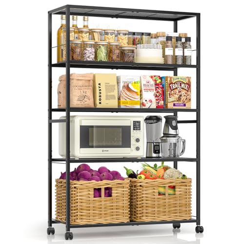 5-Tier Adjustable Metal Storage Shelving Unit with Wheels