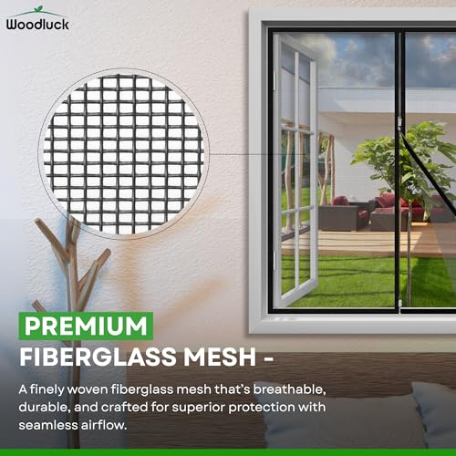 Image of Woodluck Zipper Mosquito Net for Window | Height 120cm x Width 90 cm | Color-Black | Customizable Easy Install Mesh Screen with Double Zipper Hook | Window Net Protect Home from Mosquitoes & Insects