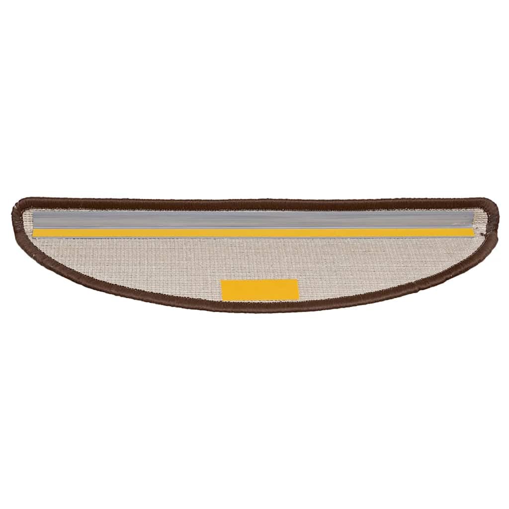 Tapis d'escalier Marron 20 pièces 56 x 17 x 3 cm Demi Rond en PP capitonné, revêtement Marche antidérapant, Protection adhésif Autocollant Lavable réutilisable pour intérieur Bois carrelage